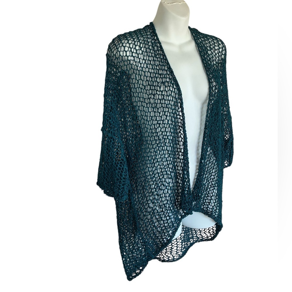 Teal Crochet Cover-Up. Women, L, EUC, Gorgeous color, loose weave, versatile!